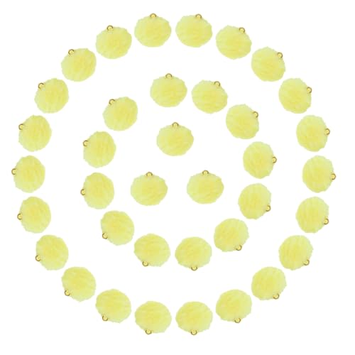 Tupalizy 50PCS Fluffy Pom Poms Charms Soft Fuzzy Faux Fur Puff Ball Pendant for Keychains Bracelets Earrings Jewelry Making Tassels Bags DIY Crafts Party Favors Gifts Accessories - color: Bright Yellow