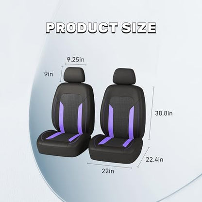 2 Pack Car Front Seat Covers, Breathable Front Seat Headrest Covers, Comfortable Vehicle Seat Headrest Protector with Foam Padding and Retaining Buckle, Universal for RV, SUV, Truck (Purple) - color: Purple