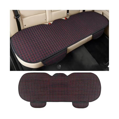 Car Back Seat Cover, Linen Breathable Vehicle Rear Bottom Bench Seat Protector with Storage Pocket, Anti-Slip Comfortable Long Automotive Rear Chair Cover, Universal for Vehicles (Red) - color: Red