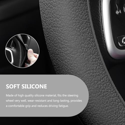 Car Steering Wheel Cover, 13 to 14 Inches Non-Slip Soft Silicone Steering Wheel Protector, Stretchable Elastic Steering Wheel Cover Fits Most Cars for Men and Women (Black) - color: Black