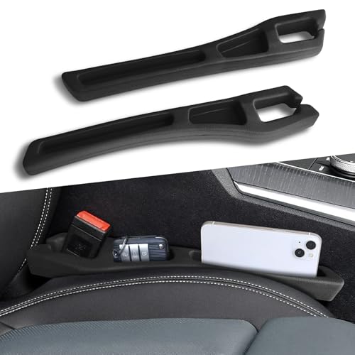 2PCS Car Seat Gap Filler Organizer, Car Organizers and Storage, Multi-Function Auto Side Seat Gap Filler for Prevent Items Falling, Vehicle Accessories Crevice Blocker for Truck SUV (Black) - color: Black