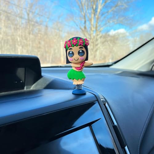 Hula Dancer Dashboard Dancer – Classic Hawaiian Bobblehead with Big Eyes & Grass Skirt – Fun Car Dashboard Toy – Soft Plastic with Sticky Pad – Cute and Quirky Gift for Drivers, Beach Lovers - style: Hula Dancer