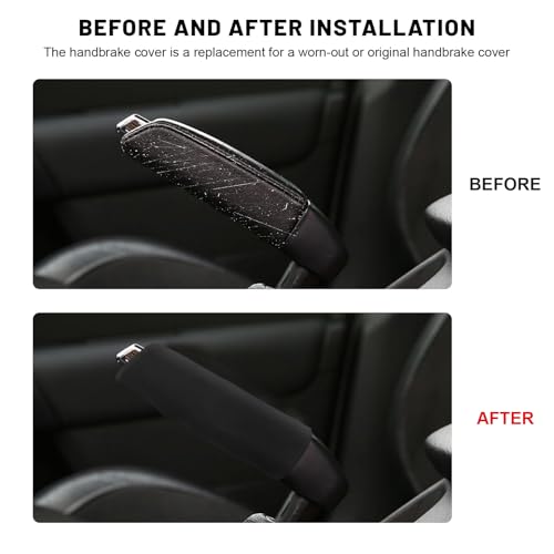 Car Handbrake Cover, Waved Shaped Auto Hand Brake Protector Comfortable Handle Grip Cover, Anti-Slip Silicone Parking Brake Lever Protector Decorative Sleeve for Most Cars (Black)