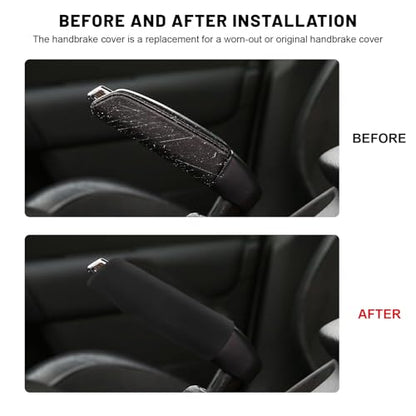 Car Handbrake Cover, Waved Shaped Auto Hand Brake Protector Comfortable Handle Grip Cover, Anti-Slip Silicone Parking Brake Lever Protector Decorative Sleeve for Most Cars (Black)