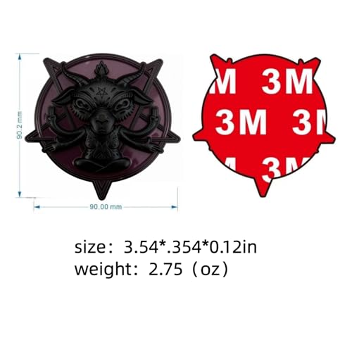 Occult Goat Car Emblem – Metal 3D Black Badge with 3M Adhesive – Mystical Goat Decal for Car, Truck, Motorcycle, Window, Door, or Home Decor (Dark Purple and Black) - color: Dark Purple and Black