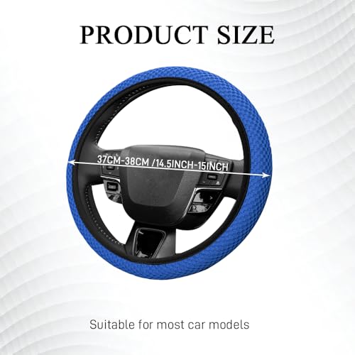 Elastic Stretch Steering Wheel Cover, Steering Wheel Protector, 15 Inch Anti-Slip Breathable Microfiber Ice Silk Protection, Easy Carry, Warm in Winter & Cool in Summer for Cars (Blue) - color: Blue