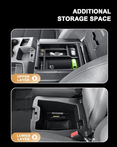 2026 Silverado 1500 Center Console Organizer For 2019-2026 Chevy Silverado 1500/GMC Sierra 1500/2020-2026 Silverado/Sierra 2500HD/3500HD Accessories Center Console - Only Fit Split-Bench Front Seat - size: 2019-2026 Silverado/Sierra