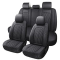 WELLDO Nappa Faux Leather Car Seat Covers Full Set, Waterproof Non-Slip Seat Protector, 0.28in Thickened Cushion, Airbag Compatible Universal Seat Covers for Cars SUV Truck Pickup, Black