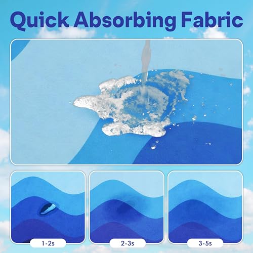 2 Pack Car Seat Towel Covers, Sweat Protector for Front Seats, Premium Thickened Microfiber with Elastic Strap, Breathable & Quick Dry, Machine Washable Cover for Gym Running Universal Fit Waves - color: Blue Waves