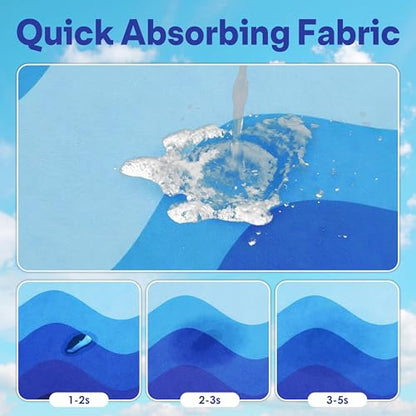 2 Pack Car Seat Towel Covers, Sweat Protector for Front Seats, Premium Thickened Microfiber with Elastic Strap, Breathable & Quick Dry, Machine Washable Cover for Gym Running Universal Fit Waves - color: Blue Waves