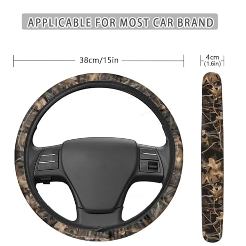 AFPANQZ Steering Wheel Cover for Cars Universal Fit 14 to 15 inch, Branch Pattern Car SUV Sedans Accessories Steering Wheel Protection Sweat Absorption - color: Branch Pattern