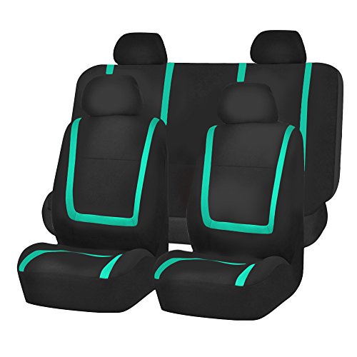 FH Group Car Seat Covers Full Set Cloth - Universal Fit Automotive Seat Covers, Low Back Front Seat Covers, Solid Back Seat Cover, Washable Car Seat Cover for SUV, Sedan and Van Mint - color: Mint, size: Full Set