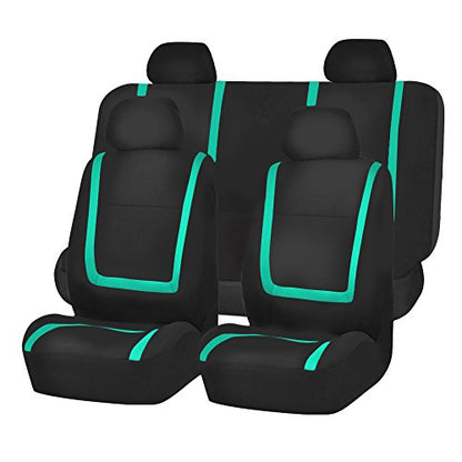 FH Group Car Seat Covers Full Set Cloth - Universal Fit Automotive Seat Covers, Low Back Front Seat Covers, Solid Back Seat Cover, Washable Car Seat Cover for SUV, Sedan and Van Mint - color: Mint, size: Full Set