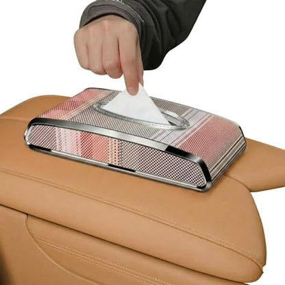 Universal Tissue Holder for Car Interior, Flat Tissue Box Holder, Kleenex & Napkin Organizer, Car Accessories for Women & Men, Center Console, Armrest & Back Seat, Travel Essentials (Flat) - style: Flat