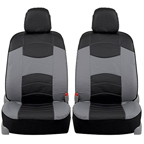 BDK Soft & Smooth Leatherette Sideless Front Car Seat Covers Fit for Car SUV Van (Black & Gray)- Easy Installation Cover - color: Black & Slate Gray