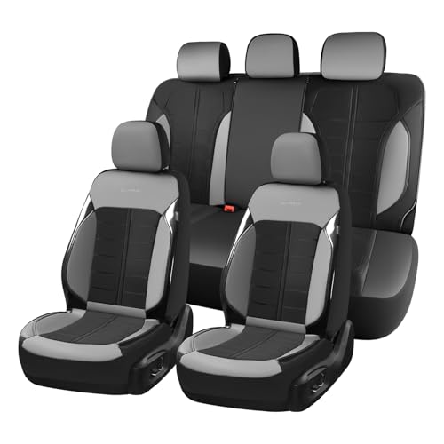 Coverado Air Mesh Seat Cover, Car Seat Cover Full Set, 3D Breathable Seat Protectors Sports Carbon Fiber Design Airbag Compatible Comfort Universal for Most Cars, Van,Trucks, SUV, Black&Grey - color: Black&Gray, size: Full Set