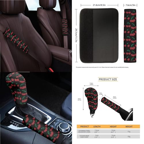 Wanyint Cherry Black Car Seat Covers Set - 14 Pcs, Includes Seat, Steering Wheel, Seat Belt, Trash Bin, Rear View Mirror, Armrest, Gear Shift Covers - color: Cherry Black