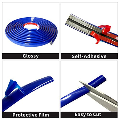 16Ft Dark Blue Car Motor Bike Self-Adhesive Exterior and Interior Molding Trim Universal Dashboard Bumper Window Door Body Side Decorative Strip Scratch-Proof (Width: 1/2 inch (12mm))