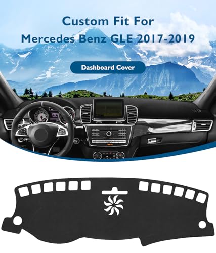 BIBLOZ Dash Cover Mat for Mercedes Benz 2017 2018 2019 GLE Model GLE300d GLE350 GLE400 GLE550e GLE43 GLE63 Accessories Black Flannel Interior Trim Car Dashboard UV Sun Protection - size: 2017-2019 GLE