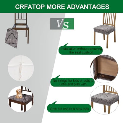 CRFATOP Printed Dining Room Chairs Seat Covers Set of 4 with Soft Bench Chair Cover Stretch Kitchen Chair Slipcover Washable Seat Cushion Slipcover Protector for Hotel Ceremony Banquet Wedding, 10 - color: Printed 10