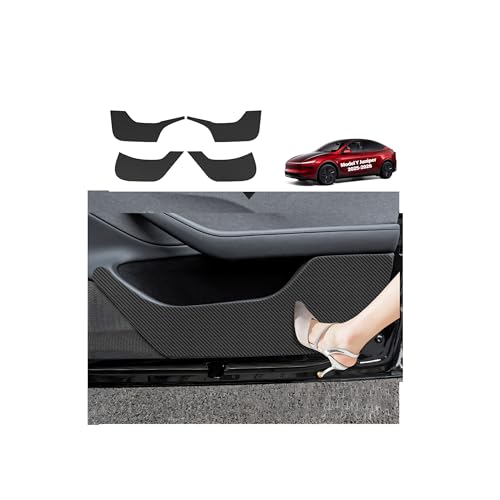 for Tesla Car Door Protector Model Y Juniper Accessories 2025-2026 Carbon Fiber Texture Door Side Protector Anti-Dirty Kick Mat Waterproof Dust Resistant Protector Cover Leather Pad 4PCS - size: Model Y Juniper Car Door Protector (Style 2)