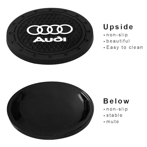 Car Cup Holder Coaster for Audi A3 A4 A5 A6 A7 A8 Q3 Q4 Q5 Q6 Q7 Q8 | Silicone, 2.76 Inch, 2 Pieces, Car Interior Accessories - color: Black-a7