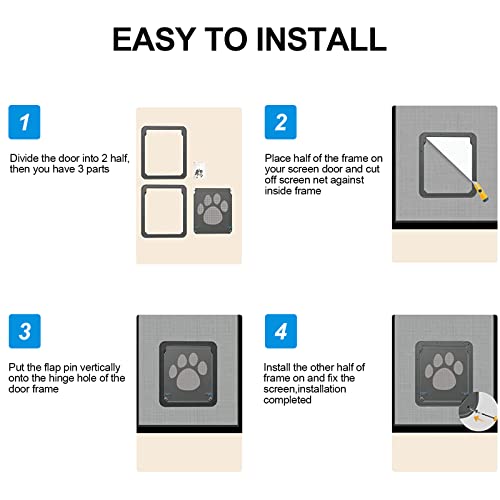 Ownpets Pet Screen Door,Inside Door 8x10x0.4 inch,Lockable Magnetic Flap Screen Automatic Lockable Black Door for Puppy Dog and Cat Door