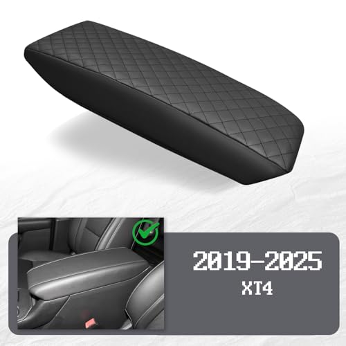 Center Console Cover Compatible with Cadillac XT4 2019-2025, Leather Middle Console Armrest Lid Cover Protector, Anti-Scratch, Black