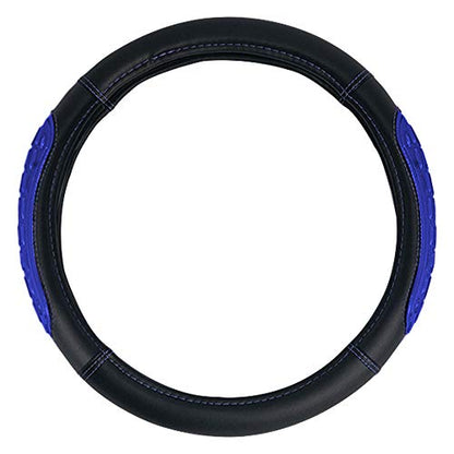 FH Group Universal Fit Ultra Grip Silicone and Faux Leather Steering Wheel Cover fits Most Cars, SUVs Blue