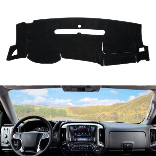 Dashboard Dash Cover Mat Carpet Compatible with 07-13 GMC Sierra Chevy Silverado(LSLT,or Work Truck ONLY) with Two Glove Boxes(Black) - size: 2007-2013 GMC Sierra