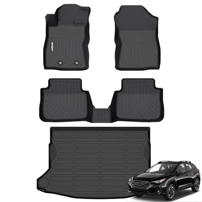 GINOWY-Floor Mats for Subaru Crosstrek 2024 2025 2026& Impreza, TPE All Weather Crosstrek Car Mats, Non-Slip Waterproof Easy to Clean Crosstrek Floor Liners Accessories Black - style: 47) for Subaru Crosstrek 2024-2026 Full Set
