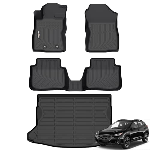 GINOWY-Floor Mats for Subaru Crosstrek 2024 2025 2026& Impreza, TPE All Weather Crosstrek Car Mats, Non-Slip Waterproof Easy to Clean Crosstrek Floor Liners Accessories Black - style: 47) for Subaru Crosstrek 2024-2026 Full Set