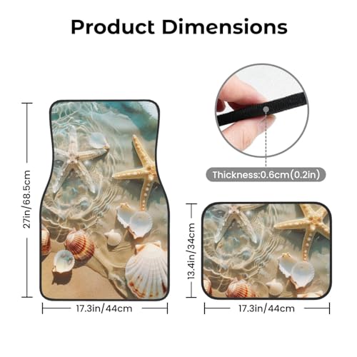 Universal Fit Car Floor Mats, Summer Seaside Starfish Beach Theme Set of 4pcs Car Carpet Fit for SUV, Vans, Sedans, Trucks - color: Summer Seaside