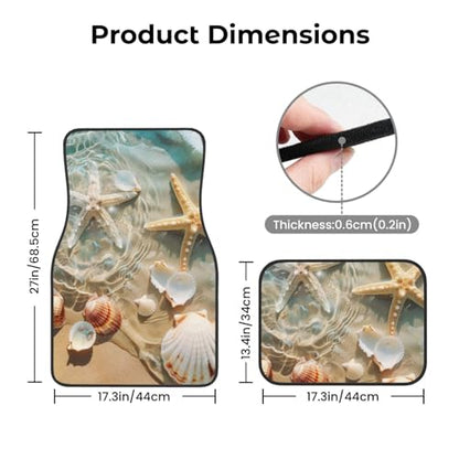 Universal Fit Car Floor Mats, Summer Seaside Starfish Beach Theme Set of 4pcs Car Carpet Fit for SUV, Vans, Sedans, Trucks - color: Summer Seaside