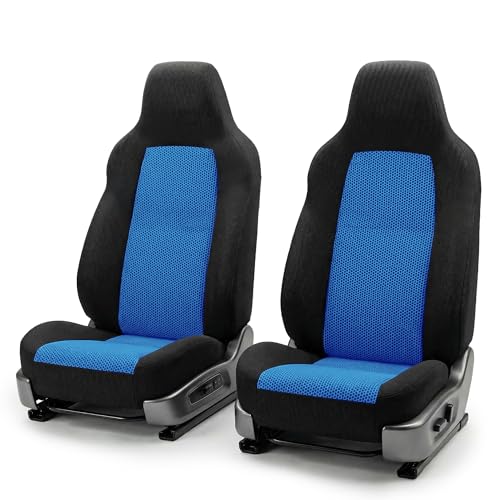 FH Group Automotive Car Seat Covers Blue Interior Front Seats Only Accessories High Back Combo Classic Cloth Car Seat Cover Front Set Universal Fit Cars Trucks and SUV Car Interior Accessories - color: Blue, size: Front Set