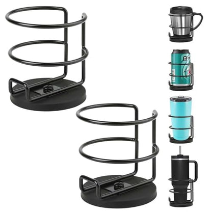 2 Pack Magnetic Cup Holder,Heavy Duty Metal Drink Holder, 3.46 inch / 8.8 cm Strong Magnetic Base,Bottle Holder for Refrigerator/Treadmill/Truck/Tractor/Forklift/Boat/Bus/Car (Bottom Magnetic)