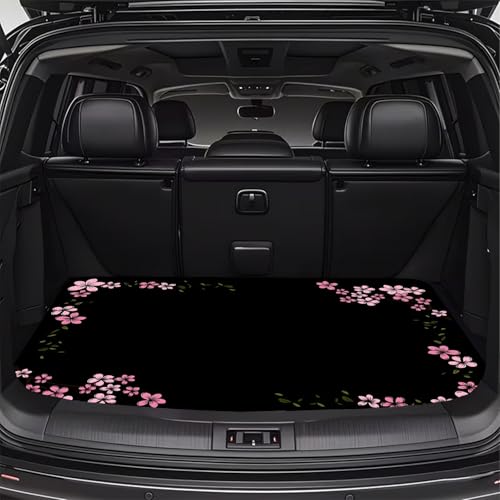 Universal Car Trunk Mat 29" x 39", Pink Cherry Blossoms All Weather Trunk Protection Cargo Liner, Durable Cargo Mat Rear Trunk Liner, Stylish Vehicle Interior Accessories Suitable for Most Car Models - color: Pink Cherry Blossoms