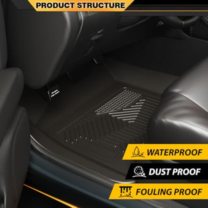 G-PLUS TPE Cargo Liners Black Compatible with Toyota Tacoma Double Cab 2005-2015 All Weather Full Cover Protection 1st & 2nd Row Floor Liner - size: Fit Toyota Tacoma 2005-2015 | Double Cab | 3PCS