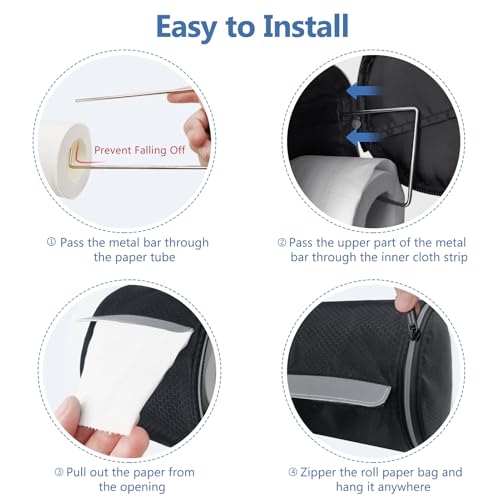 Hanging Toilet Paper Holder Waterproof Tissue Holder Cat Proof Roll Paper Case Cover Portable and Foldable Roll Storage Bag with Adjustable Strap for Wall Car Camping Tent Home Office Black Honeycomb - color: Black Honeycomb