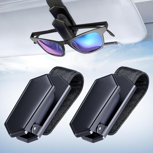 Sunglass Holder for Car (One-Handed-Operation, Gentle & Secure Hold, Silicone Padded, Universal Fit, Metal Clip) Visor Sunglass Holder Clip,Visor Sunglass Car (Black, 2 Pack) - color: Black, size: 2 Pack
