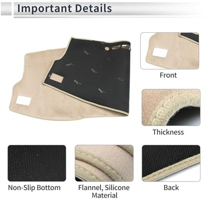 Dashboard Cover Anti-Slip/Anti Dust Dash Cover Mat Carpet for Toyota Corolla 2014-2018 Flannel Beige