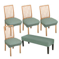 CRFATOP Waterproof 4pcs Dining Chairs Seat Covers with Soft Bench Chair Cover Stretch Kitchen Chair Slipcover Washable Seat Cushion Slipcover Protector for Hotel Ceremony Banquet Wedding,Green - color: Jacquard Green