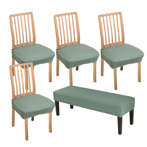 CRFATOP Waterproof 4pcs Dining Chairs Seat Covers with Soft Bench Chair Cover Stretch Kitchen Chair Slipcover Washable Seat Cushion Slipcover Protector for Hotel Ceremony Banquet Wedding,Green - color: Jacquard Green