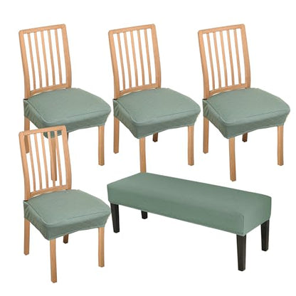 CRFATOP Waterproof 4pcs Dining Chairs Seat Covers with Soft Bench Chair Cover Stretch Kitchen Chair Slipcover Washable Seat Cushion Slipcover Protector for Hotel Ceremony Banquet Wedding,Green - color: Jacquard Green