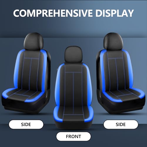 HChengkikz Car Seat Covers Front Seat, Waterproof Neoprene Car Seat Covers, Car Seat Cover Airbag Compatible, Universal Fit for Most Cars, Trucks, SUVs (Black + Blue) - color: N816 Black Blue, size: Front Seat