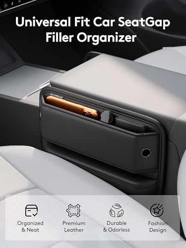 Car Seat Gap Filler Organizer with Sun Visor Organizer, PU Leather Seat Gap Filler for Phone, Keys, Cards & Sunglasses, Front Seat Storage Side Pocket for Cars SUVs Trucks
