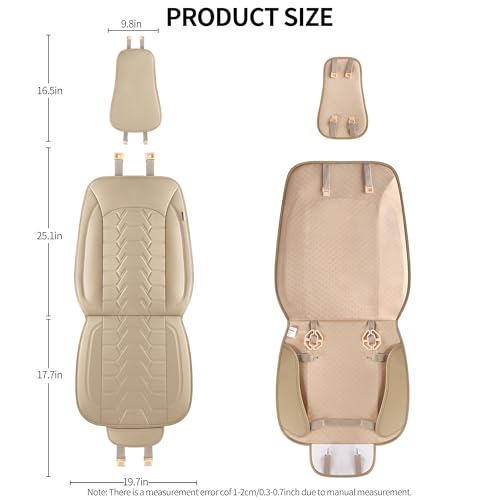 Leather car Seat Covers Breathable Car Seat Protector Front seat Covers Universal Fit for 95% Car Truck SUV Van Vehicles （Beige，2PCS） - color: Beige