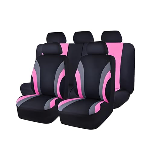 Car Seat Covers Full Set, Sports Breathable Mesh Vehicle Front ＆ Rear Seat Protectors, Automotive Interior Protection Accessories, Universal Fit (Pink) - color: Pink, size: 9PCS
