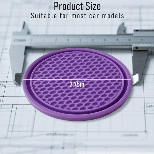 Car Cup Holder Coaster 4 Pack - Non Slip & Shockproof,Flexible PVC Rubber Insert for Car/Truck/SUV/Van (2.75"x0.2") Universal Fit Auto Cup Holders Accessories for Women and Man (Purple) - color: Purple