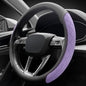 Nappa leather steering wheel cover,elegant diamond checkered design, non-slip wear-resistant, enhance driving comfort, suitable for steering wheel diameter 14 1/2‘-15’ models.Black and purple - color: Black and purple
